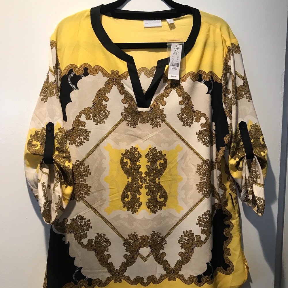 NY & Co yellow Black gold shirt (Never worn)